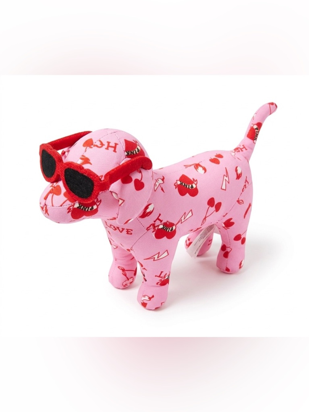PINK Victoria's Secret Pink Heart & Cherry Plush Dog Toy with Red Sunglasses NEW